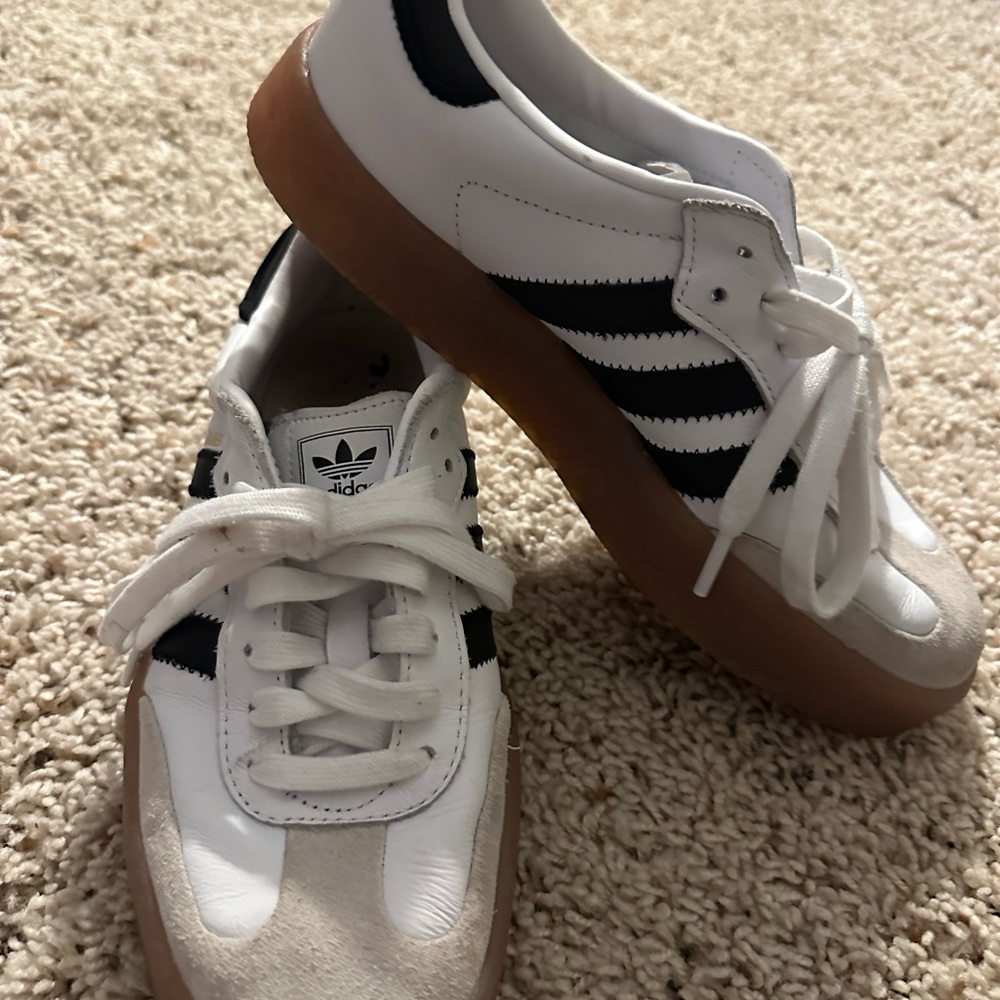 adidas Women's White Black Gum Sole Sneakers